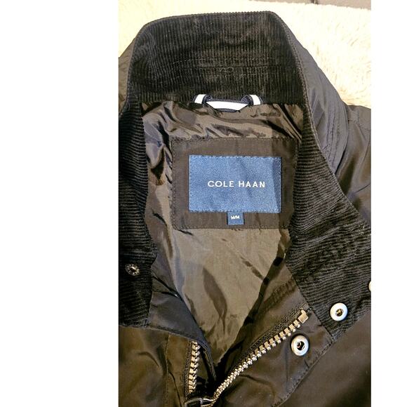 Cole Haan Windbreaker Jacket, Corduroy Neck, Lined, Black, Barn, Chore, Sz M - Picture 3 of 11